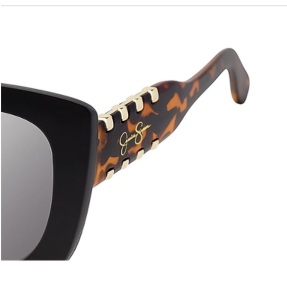 Jessica Simpson black tortoiseshell whipstitch arms cat Eye Sunglasses new - Picture 5 of 5
